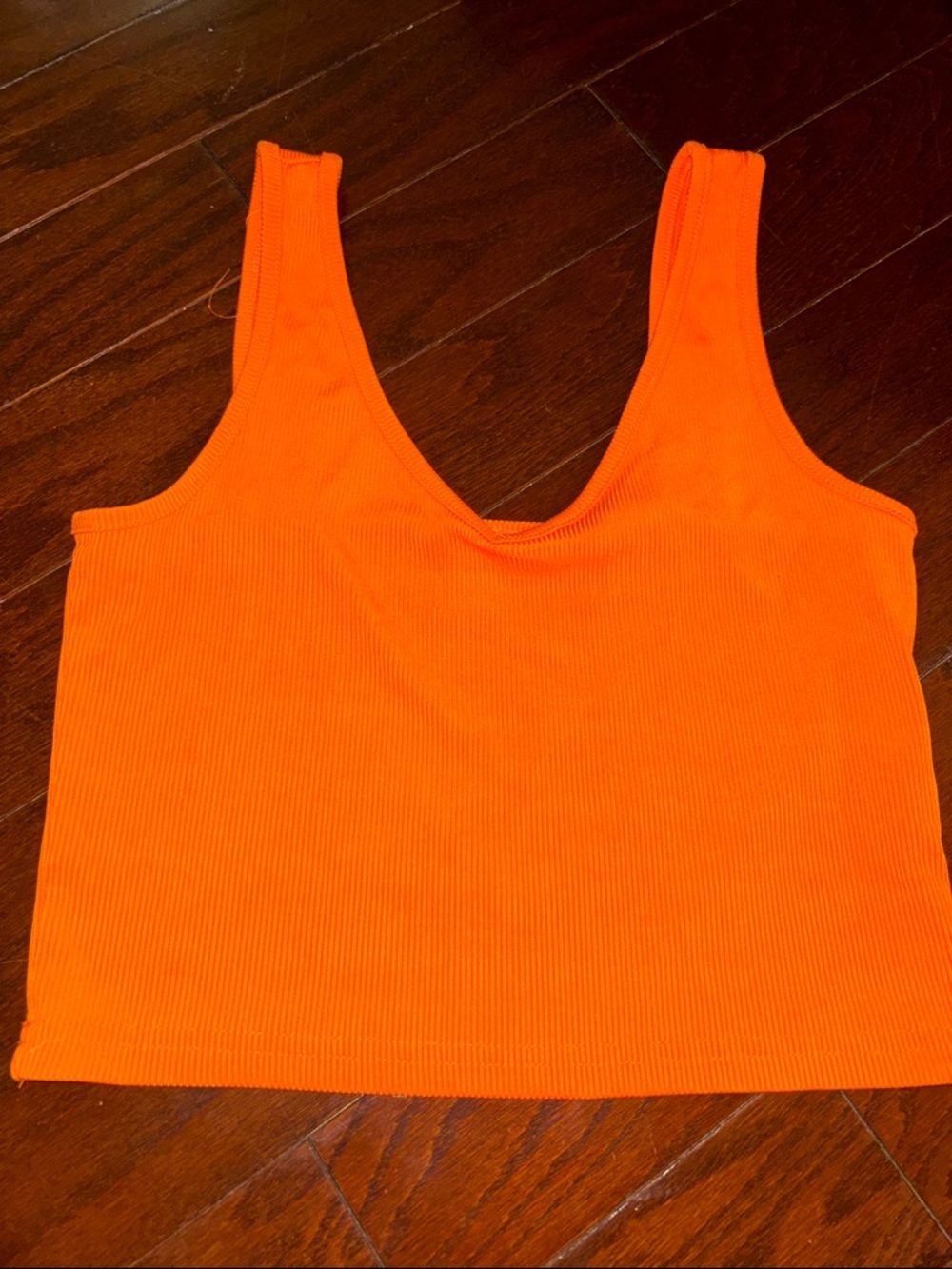 Garage Bright Orange Ribbed Scoop Neck Crop Tank